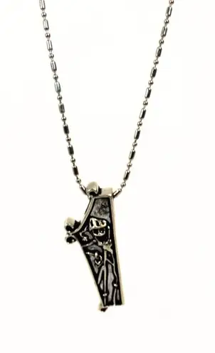 Jack Skellington Santa Coffin Necklace | Tim Burton Goth Christmas Silver