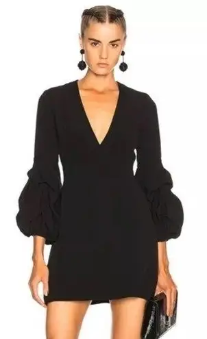 Alexis  Fia Plunging Black Balloon Ruffle Long Sleeve Dress