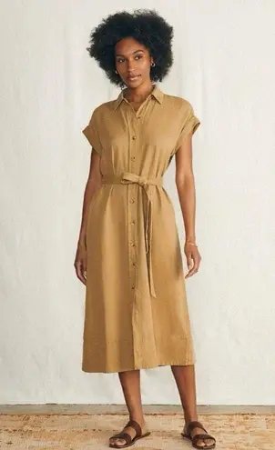 Faherty NEW Women's Arlie Short Sleeve Shirt Antique Bronze Midi Dress Size XS