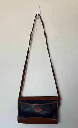 Vintage Partners by Mervyns Leather Shoulder Bag Navy Brown 90s Y2K Blue