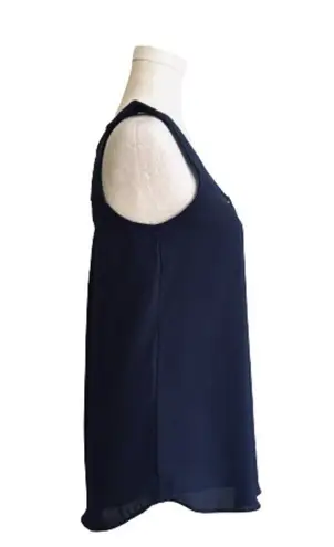 Harvé Benard Harve Benard Blouse Navy Scoop V-Neck Keyhole Sleeveless Top Blouse Small NEW