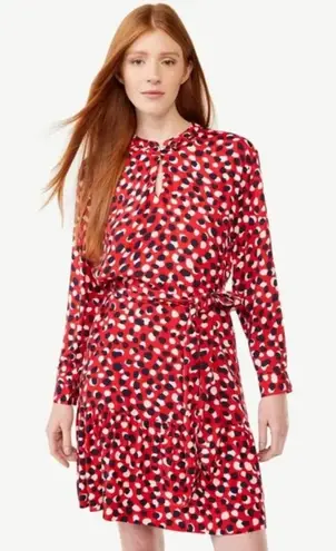 Free Assembly Long Sleeve Tiered Belted Mini Dress with Pockets Size Small Red