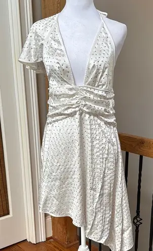 We Wore What White Asymmetrical Crystal Embellished Sundress with Tie back