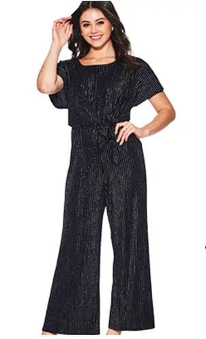 Luxology Metallic Striped Wide Leg Jumpsuit Size M New w/Tag