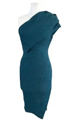 Elliatt Liberty Forest Green Teal One Shoulder Fitted Bodycon Dress size S