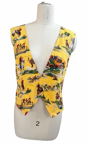Sharon young 70s Yellow Western Print Women's Vest size small