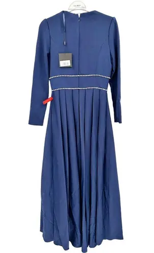 Mac Duggal 55705 A Line Rhinestone Waist Evening Dress Navy Blue 8