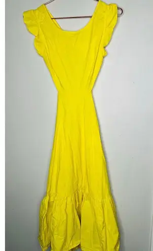 MARISSA WEBB Yellow Poplin Hourglass Side Cutouts Tie Back Midi Dress Size 2