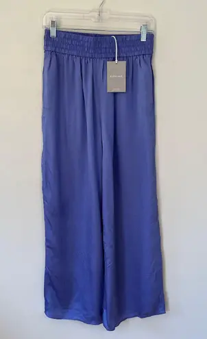 Everlane NEW The Satin High Rise Wide Leg Pull On Pants Cornflower Blue