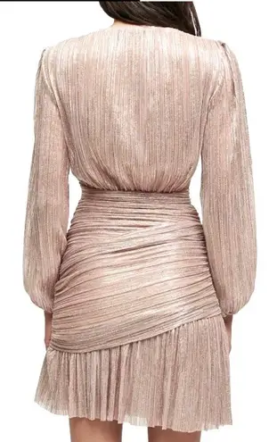 Maje Pleated Metallic Pink Dress