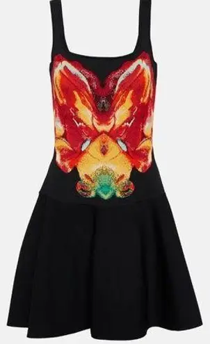 Alexander McQueen Solarised Orchid Jacquard Knit Mini Dress