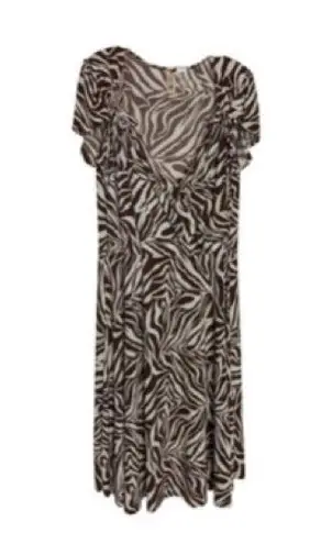 L8ter  2X brown cream zebra print maxi dress