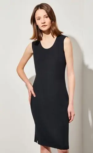 Ming Wang Sleeveless Sheath Knit Black Shift Dress Modest Classy Luxury Office