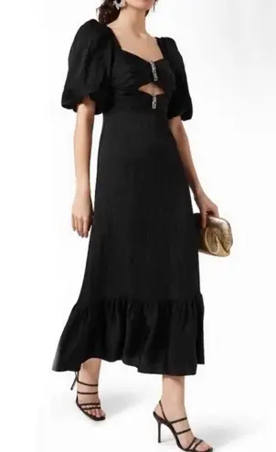 Sandro NWT Falbala Noir Embellished Midi Party Dress