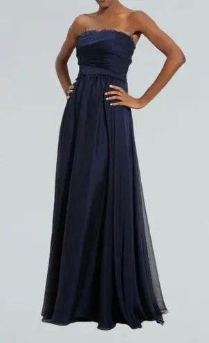 Monique Lhuillier Ruffle Evening Gown, Navy Blue, Size 4