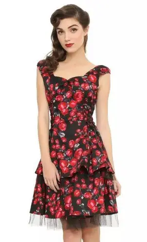 Hearts & Roses 💖 UK Black Rose Corset Gothic Vintage Pinup Dress
