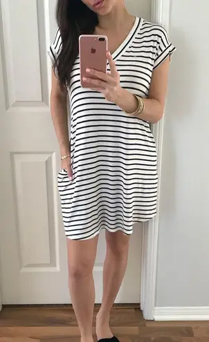 Mittoshop | Navy & White Striped T-Shirt Dress