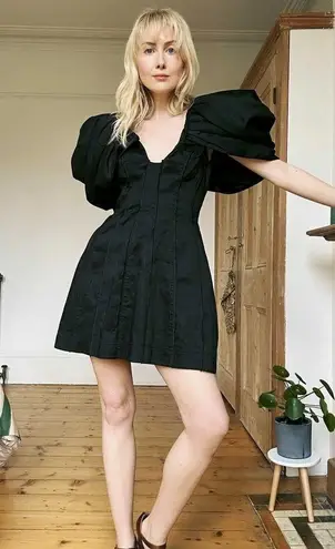 Aje Black Butterfly Sleeve Mini Dress