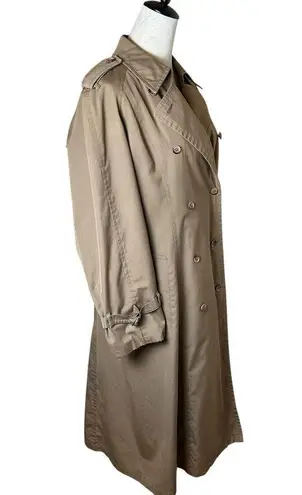 London Fog 70s Vintage British Khaki Classic Trench Coat Longline Lined Sz 14