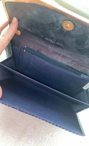 Metallic purse/clutch bag shoulder strap can be hidden magnetic closure Blue