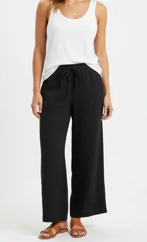 Carly Jean Los Angeles Black Wide Leg Drawstring Lounge Pants Medium USA Made