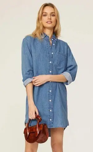 THAKOON Light Blue Wash Denim Button Up Front Mini Oversized Shirt Dress Size 4