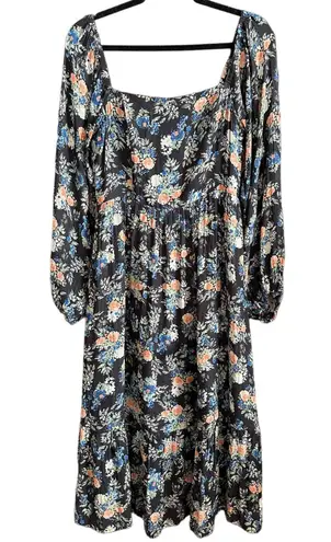 WAYF | Flowy Floral Peasant Style Midi Dress | Long Sleeve Women's Size Medium