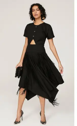 Bibhu Mohapatra Collective Cutout Fringe Dress Women's Plus 14 Black RTR