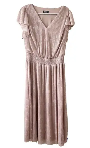 Womens midi Dress blush Pink 1X flutter sleeves MSK