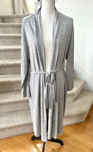 Natori Grey Marled Tie Waist Mid Length Robe Gray Size M