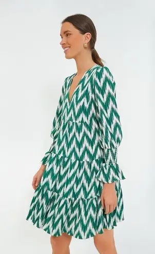 Pomander Place Tuckernuck Green Ikat Kenzo Dress Tiered Bell Sleeve Zig Zag XXXL Size undefined