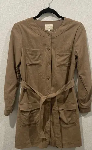 Sézane SEZANE Button Down Brown Tan Long Sleeve Mini Dress