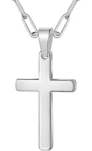 Simple Minimalist Silver Cross Necklace