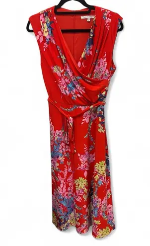 Julia Jordan faux wrap floral midi dress with belt size 8