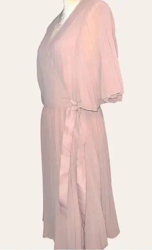 Asos design pretty pale blush wrap around style pleated dress Purple Size 14