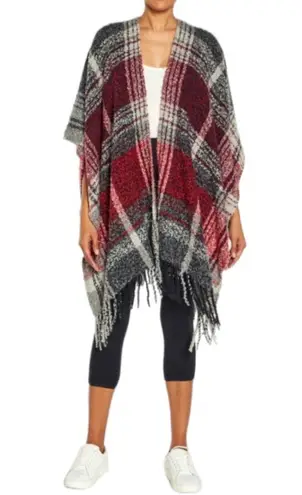 Woolrich Blanket Wrap Scarf Women's One Size Plaid Open Front Cape Poncho Cozy
