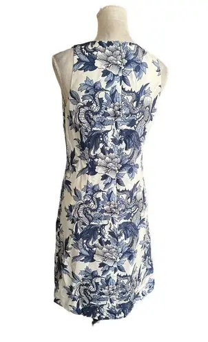Lauren Ralph Lauren Asian Inspired Dragon Chinoiserie Print Dress 100% Silk Blue Size 4