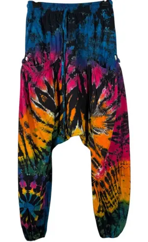 Kathmandu Imports Womens Tie Dye Harem Pants Sz S/M Hippie Boho Festival Indie