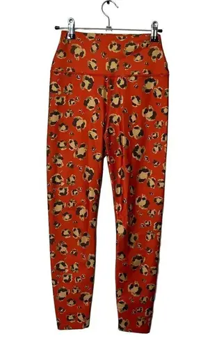 Carbon 38 Womens Printed High Rise 7/8 Legging Orange Animal Camo Size Small