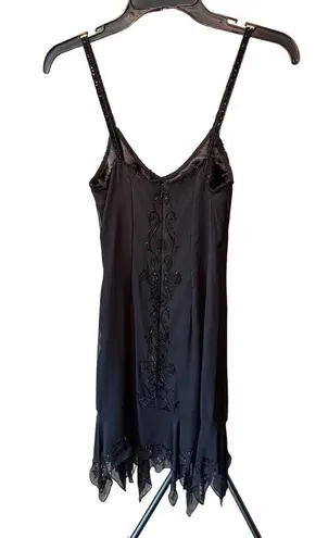 Scala Small Black Beaded Cocktail Mini Dress