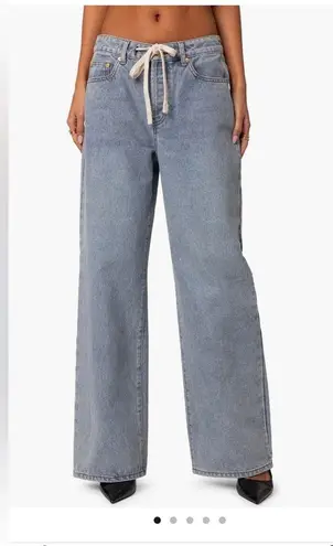 Edikted Wynn Low Rise Wide Leg Drawstring Jeans Size M New NWT