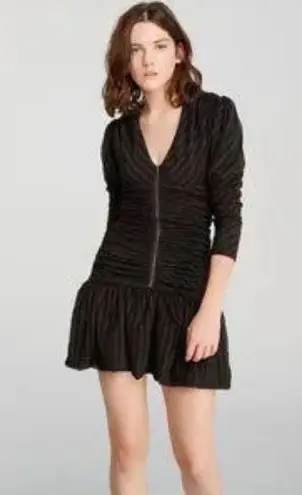 Maje Ralone Mesh Polka-Dot Metallic Flecked Striped Dress, Size 1 (S) NWT $570