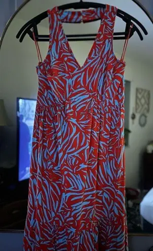 Japna Blue and Red Tiger-Like Print Dress