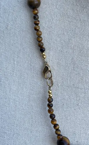 Carolyn Pollack Relios Sterling Silver Tiger’s Eye Pendant Beaded Necklace 23”