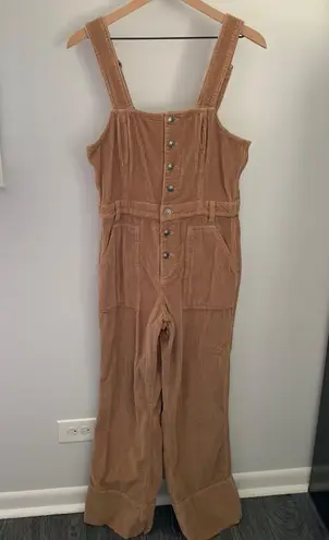 Aerie Medium Corduroy Overalls Jumpsuit Kick Flare Camel Tan