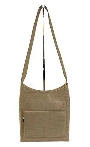 Salvatore Ferragamo Ferragamo Elegant Tan Crocodile-Embossed Shoulder Bag