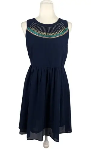 PaperMoon Navy beaded Boho dress size M