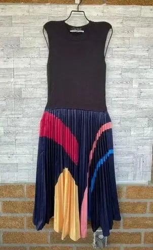 Dalia MacPhee Sleeveless Sweater Pleated Skirt Midi Dress size small Blue