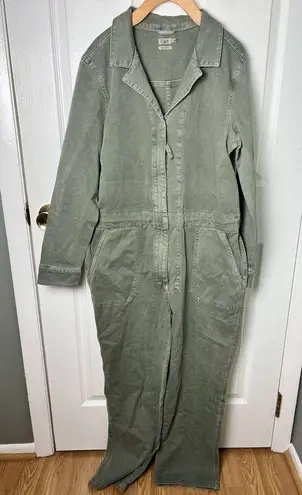 Faherty Overland Long Sleeve Organic Cotton Blend Twill Jumpsuit L