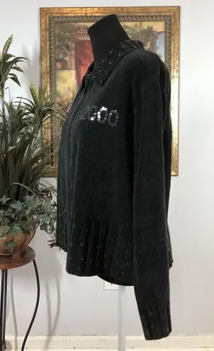 Richard Sport Women LG Cardigan Sweater Long Sleeve Full Zip Gray Knit Y2K Boho